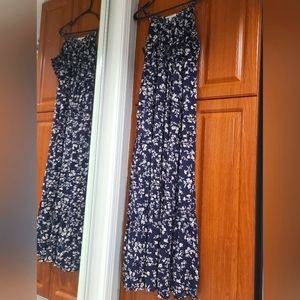 A floral maxi dress in size small and in navy colour.